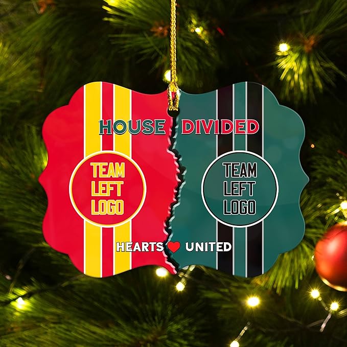 House Divided Aluminum Ornament 2025 - Customized Team Logo Ornament - Football Ornaments Decoration - Sports Personalized Ornaments - Xmas Tree Decor - Gift for Sport Lover