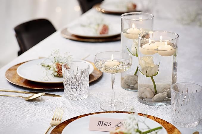 BOLSIUS Ivory Floating Candles 3 inch - 12 Pack Water Candles - Premium European Quality - 8 Hour Clean Burning - No Palm Oil - 0% Animal Fat - Cotton Wick - Centerpiece Decor, Romantic Wedding Events