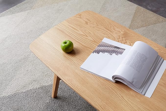 Mid Century Modern Coffee Table: 100% Solid Wood Coffee Table - 2-Tier Storage Design - Practical Coffee Tables for Living Room, Apartment, Easy Assembly (Natural, 47.24")