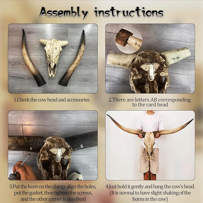 Cow Skull Wall Decor,Long Horn Cow Skull Wall,Resin Skull Sculpture Wall Hanging Art,Faux Taxidermy Head Wall Decor,Bull Skull Wall Decor for Rustic Farmhouse Style,Home Office-71Inch (jumbo Brown )
