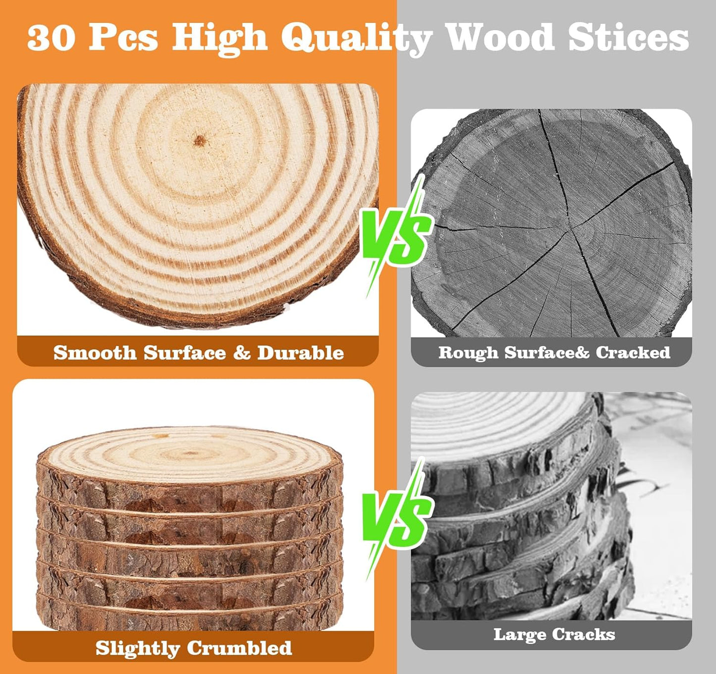 30 PCS Natural Unfinished Wood Crafts, 2.7" - 3.1" WoodRounds with Hole, Wood Ornaments WoodCircles for Crafts Doodle, Splice, Paint, Art, Decorate