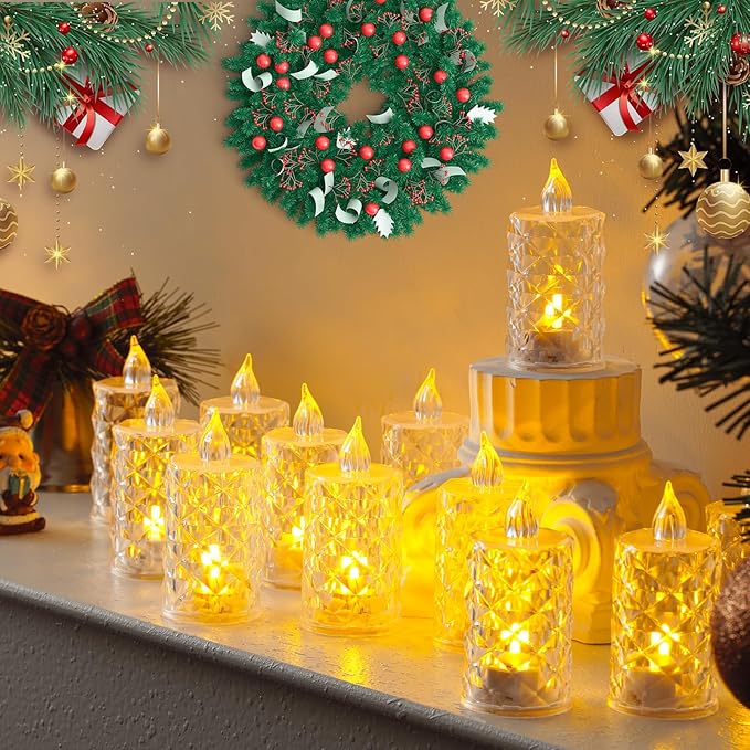 24-Pack Flameless LED Candles, Battery Operated Tea Lights for Realistic Flicker, Wedding Christmas Thanksgiving Home Decor Centerpieces