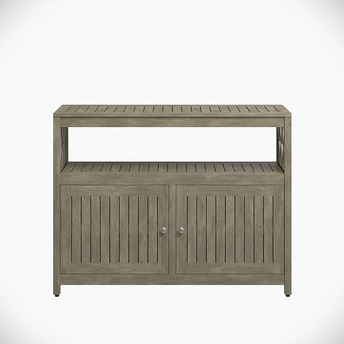 DTY Outdoor Living Longs Peak Eucalyptus Wood Sideboard Table, Outdoor Buffet Cabinet with Storage, Driftwood Gray Weather-Resistant Finish
