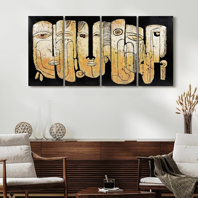 Empire Art Direct Totem Poles Abstract Face Metal Wall Art,Hand Painted Primo Mixed Media Iron Wall Sculpture,3D Wall Decor,Ready to Hang,Living Room, Bedroom ＆ Office