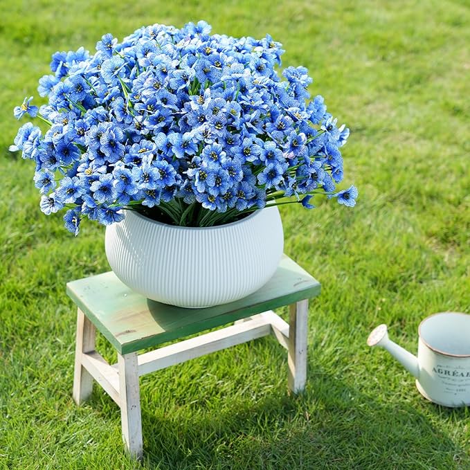 Artificial Flowers for Outdoor Faux Plants for Spring Summer Decoration, UV Resistant Realistic Silk Plastic Fake Flowers Garden Porch Patio Balcony Yard Front Home Decor, 24 Bundles