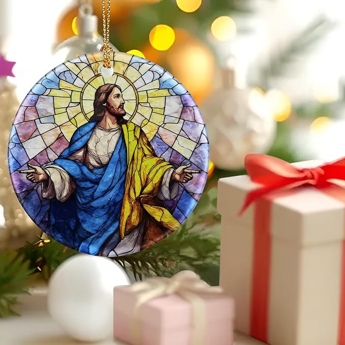 Jesus Christ Ornament: Christmas Ornaments, Religious Christmas Decorations for Tree, Catholic Ornament & Christian Holiday Decor | Religious Gifts, Christian Gifts - Design C