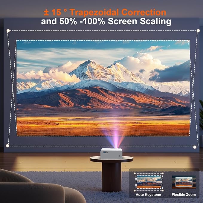 Native 1080P 5G WiFi Bluetooth Projector, FULL HD Portable Outdoor Movie Projector, 4K Supported, 450" Display Video Projector for Home Theater, Compatible with TV Stick Smartphone/HDMI/USB (White)