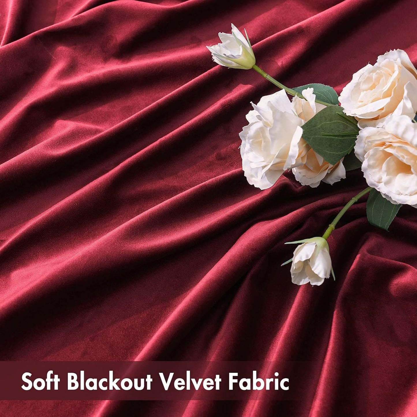 MIULEE Burgundy Velvet Curtains Thermal Insulated Blackout Curtain Christmas Drapes for Bedroom Living Room Darkening 108 Inches Long Curtains Panels Rod Pocket Set of 2