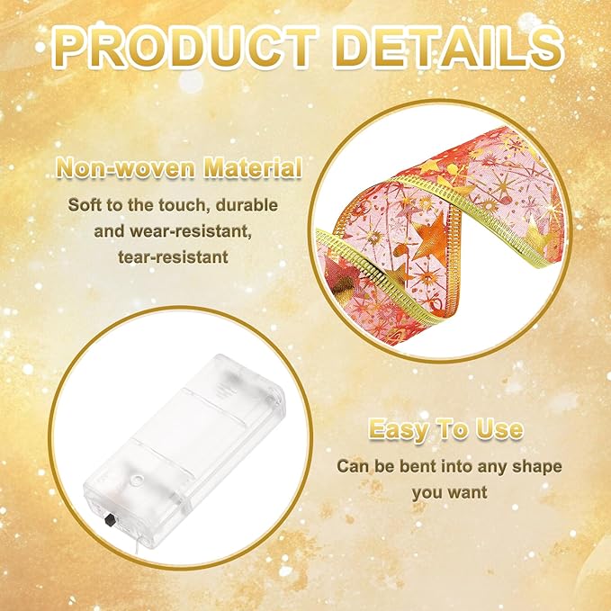 uxcell LED Lights Copper Wire Ribbon, 9.84Ft 30 Battery Powered Christmas Tree Decorations String for Party Weddings Christmas Tree (Red, Warm Light)