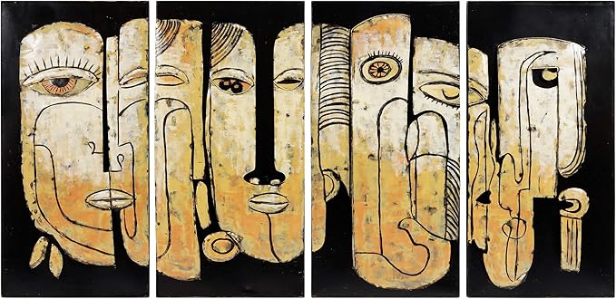 Empire Art Direct Totem Poles Abstract Face Metal Wall Art,Hand Painted Primo Mixed Media Iron Wall Sculpture,3D Wall Decor,Ready to Hang,Living Room, Bedroom ＆ Office