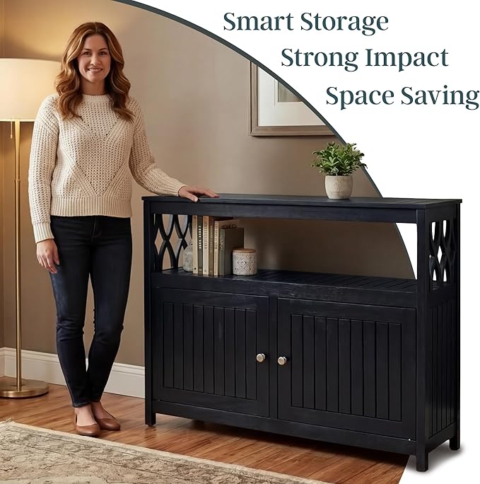 DTY Outdoor Living Longs Peak Eucalyptus Wood Sideboard Table, Outdoor Buffet Cabinet with Storage, Espresso Oil Weather-Resistant Finish