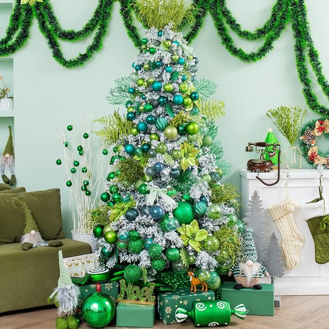 XmasExp 60mm/2.36" Christmas Ball Ornaments Shatterproof Christmas Ornaments Set Decorations for Xmas Tree Balls - 24ct (2.36'', Green)