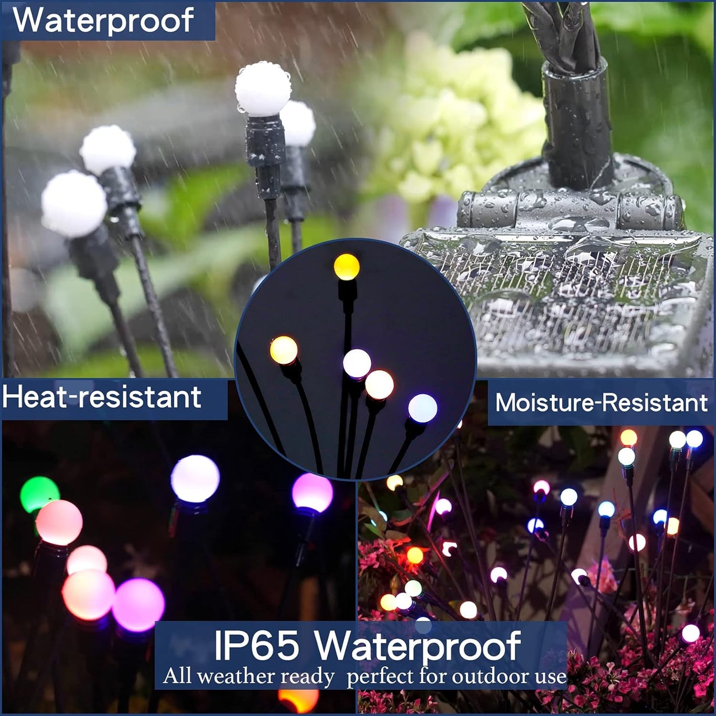 TONULAX Solar Garden Lights, Starburst Swaying Light - Swaying When Wind Blows, Solar Lights Outdoor Decorative, Color Changing RGB Light for Yard Patio Pathway Decoration(6 Pack)