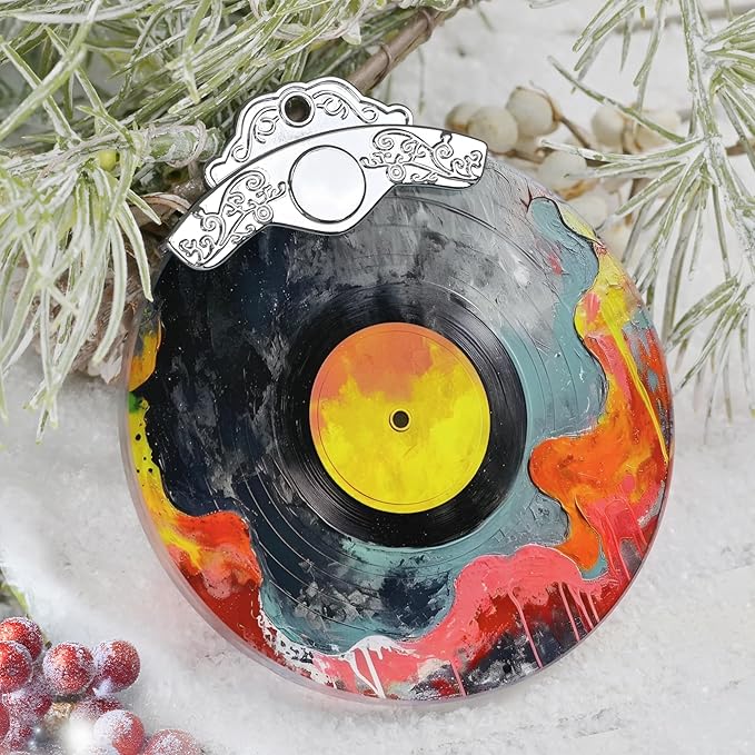 Christmas Decorations Ornaments, Stained Glass Ornament, Christmas Tree Ornaments, 2025 Gift Ornament, Xmas Gift for Friend Family Coworker - Vinyl Record