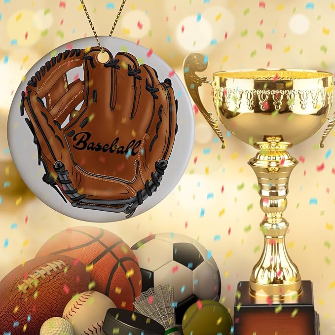 Sports Kids Christmas Ornament - Baseball Mitt & Player Gift - Christmas Ornaments