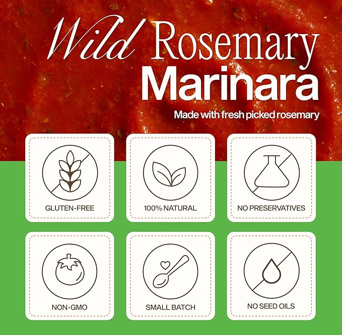 Sauz | Wild Rosemary Marinara (2 Jars) - Gluten-Free, Non-GMO, and 100% Delicious - Crafted in Small Batches for Michelin-Star Delight - Clean ingredients, 25 oz