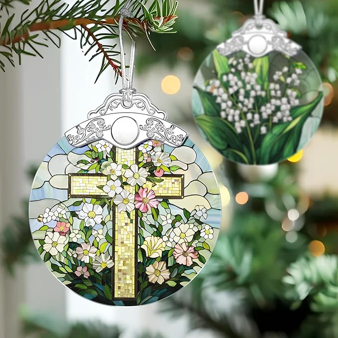 Cross Religious Christmas Ornaments, Christmas Tree Ornaments, Holiday Decor, Christian Gift, Religious Gift, Spiritual Gifts for Friends for People of The Christian Faith