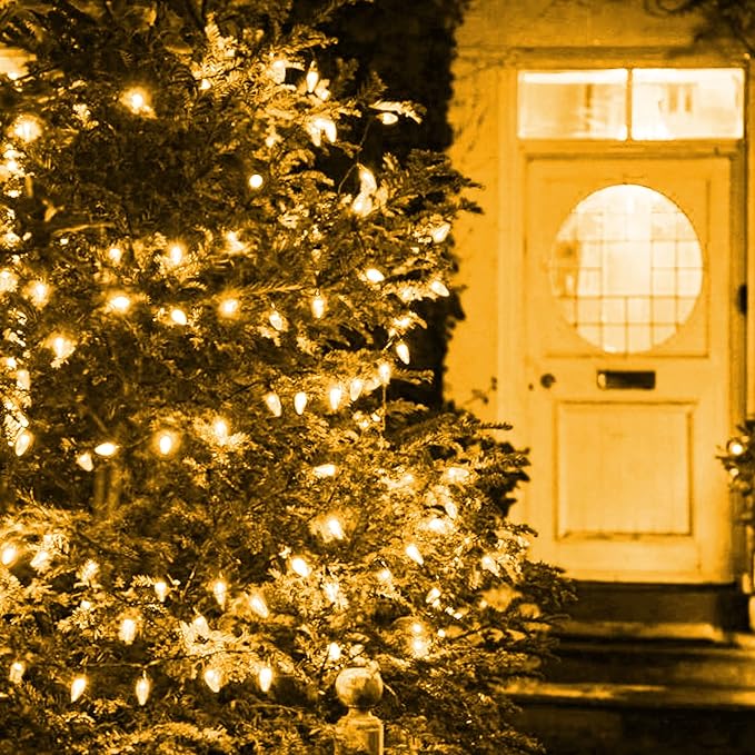 Dazzle Bright C6 Battery Operated Christmas Lights, 2 Pack Total 100LED 34FT Warm White Christmas Lights with 8 Modes, Waterproof Christmas Decorations for Xmas Indoor Outdoor Yard Tree House Decor