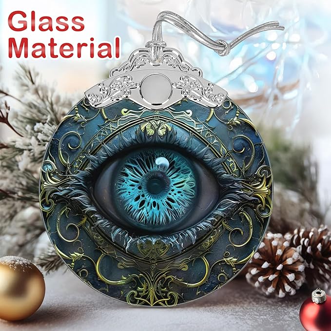 Christmas Decorations Ornaments, Stained Glass Ornament, Christmas Tree Ornaments, 2025 Gift Ornament, Xmas Gift for Friend Family Coworker - Mystical Eye