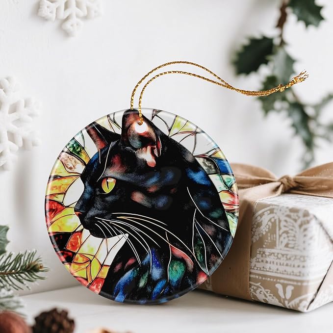 Black Cat Ornament, Christmas Ornaments: Christmas Tree Decorations, Holiday Decor, Stocking Stuffers, Gift Ideas, Xmas Gift, Gifts for Cat Lover