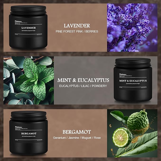 9 Pack Scented Candles Set Gifts for Men, Aromatherapy Candle Set with Scents （Lavender/Lemongrass &Eucalyptus/Bergamot）- Gift for Dad, Boyfriend, Birthday, Father’s Day, Anniversary，Christmas Gifts