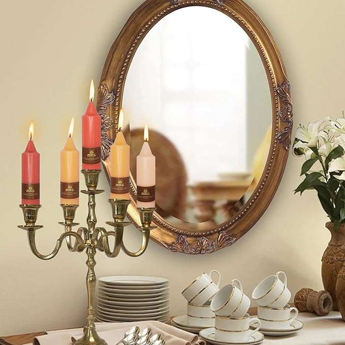 5 Inch Short Taper Candle Candlesticks Unscented Handmade Set of 4 Smokeless Long Burning Twisted Candlesticks for Thanksgiving Day Home Decoration Wedding(Orange)