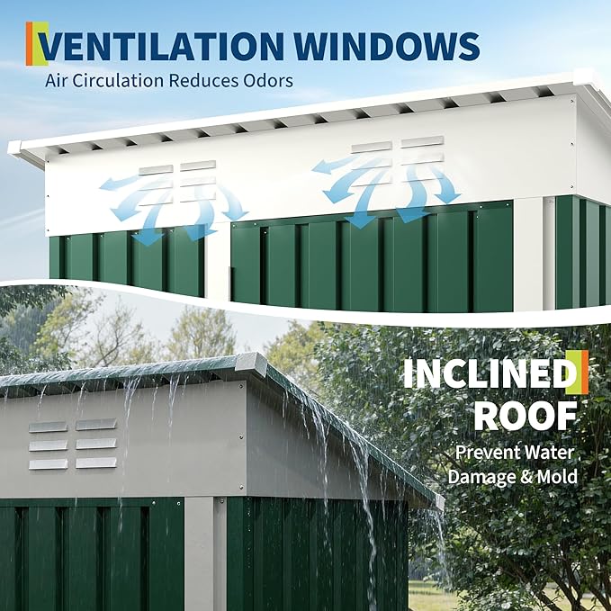 5x3FT Multi-Used Shed & Outdoor,Storage Shed with Lockable Door,Anti-Corrosion Storage House with Sloping Roof for Backyard Outdoor Patio(Green)