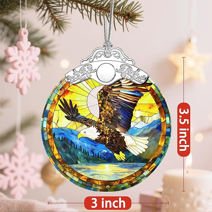 Christmas Ornaments: Stained Glass Ornament, Christmas Tree Ornament, Hanging Ornaments for Home Decor & Xmas Tree Decorations – Exquisite Holiday Decor, Gifts & Holiday Present - Bald Eagle