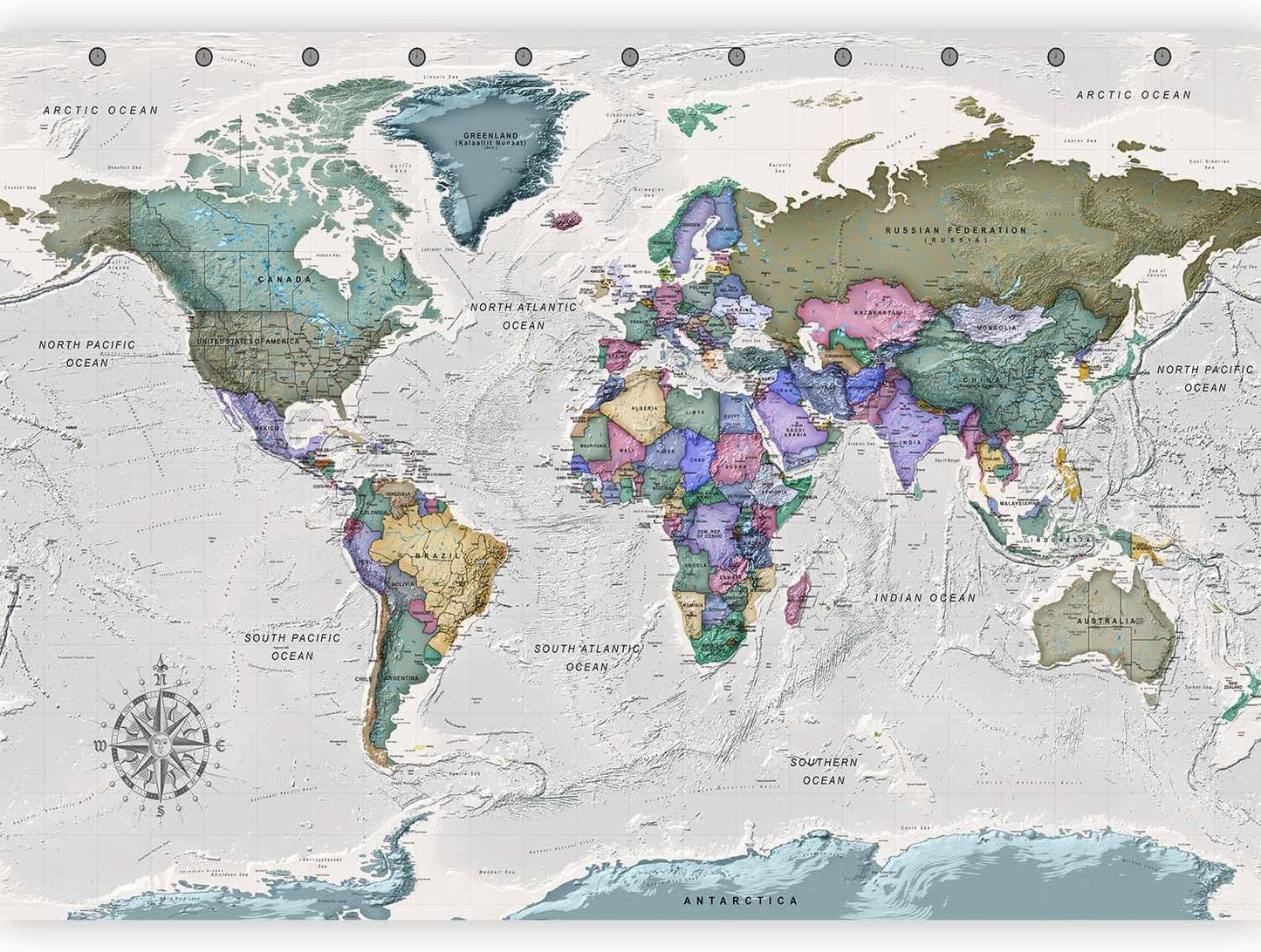 artgeist Wall Mural World Map 138x101 in - XXL Non-Woven Wallpaper Fleece Wall Decor Photo Print Picture Image Design Home Map of The World k-A-0380-a-a