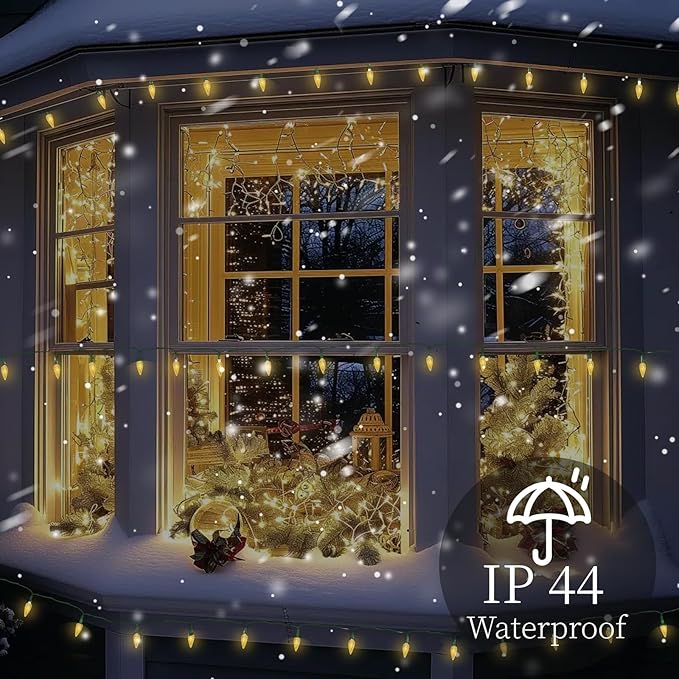 Anycosy Christmas String Lights C3, 100 LEDs Strawberry Solar Operated Strings Lights Warm White 8 Modes & Timer for Xmas Tree Garden Patio Outdoor Christmas Decorations (C3-100LED-Solar-Warm White)