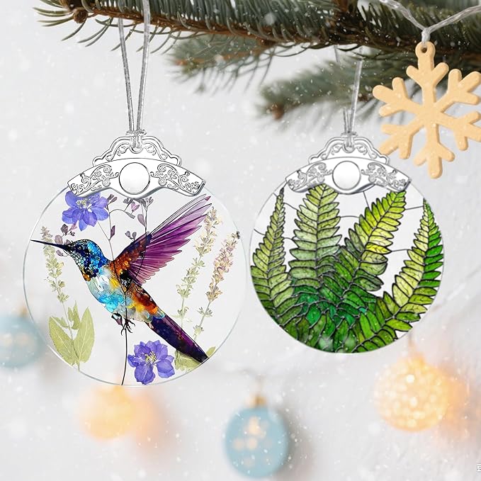 Christmas Ornament, Stained Glass Ornament, Christmas Ornaments for Tree, Hummingbird Hanging Ornaments for Home Decor & Xmas Decorations – Holiday Decor, Gift Ideas, Perfect Holiday & Xmas Gifts