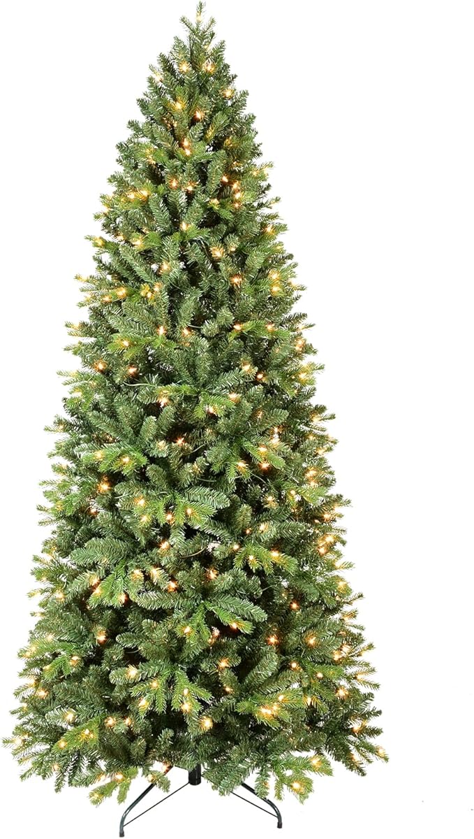7.5ft Prelit Artificial Christmas Tree with Warm White 450 Lights North Valley Spruce Xmas Tree Easy to Assemble for Home Holiday Decorations