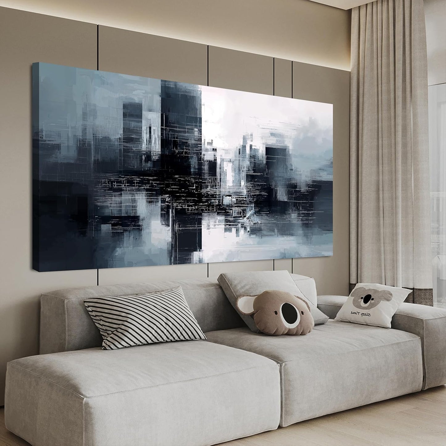 Dimpaga Abstract Canvas Wall Art Decorations Large Black and White Canvas Wall Art Decor Modern Abstract Wall Art Prints Decor Pictures For Bedroom Decorations Wall For Living Room Office 24" X 48"