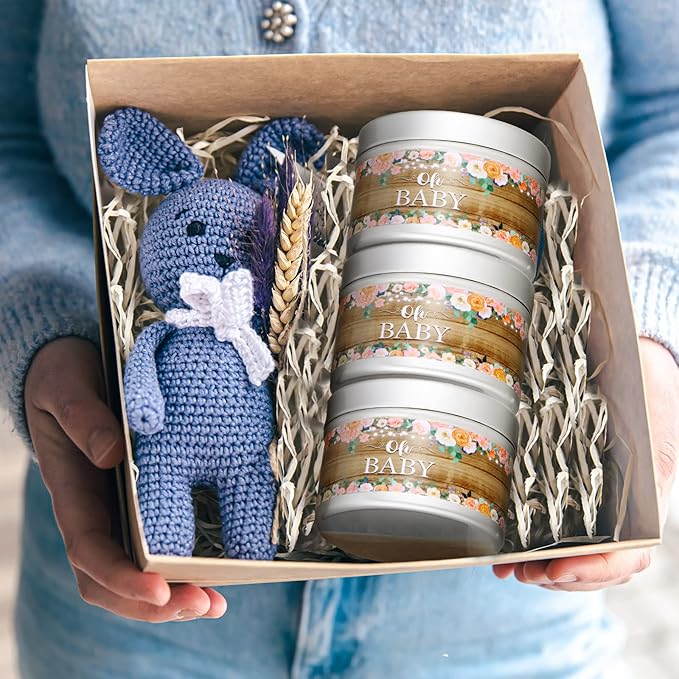 Funtery 12 Pcs Baby Shower Party Favors for Guests Baby Shower Candles Lavender Scented Candle Rustic Tealights Candles Gender Reveal Return Gifts(Flower)