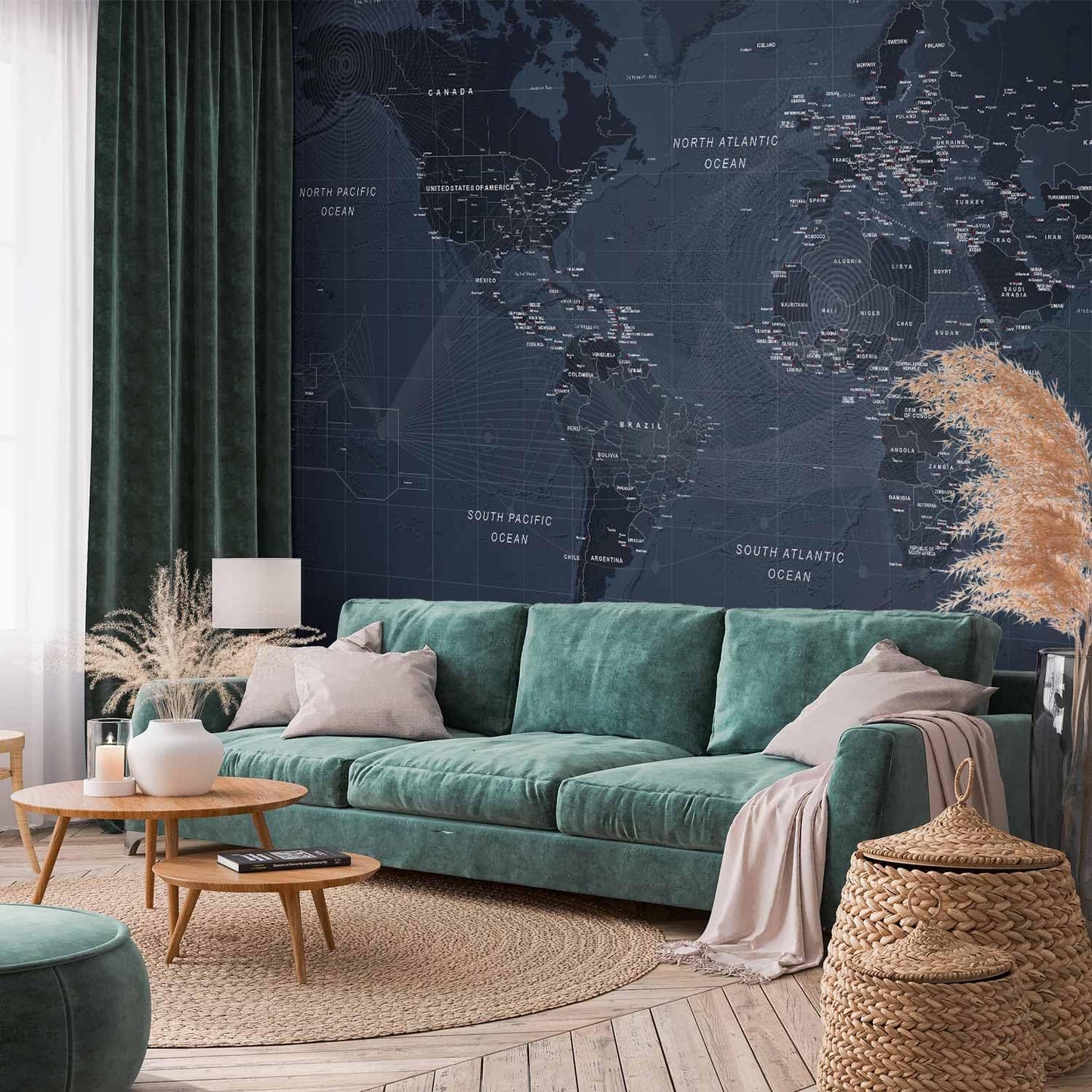 artgeist Wall Mural World Map 193x138 in - XXL Peel and Stick Self-Adhesive Wallpaper Removable Large Sticker Foil Wall Decor Print Picture Image Design Map of The World k-A-0123-a-a