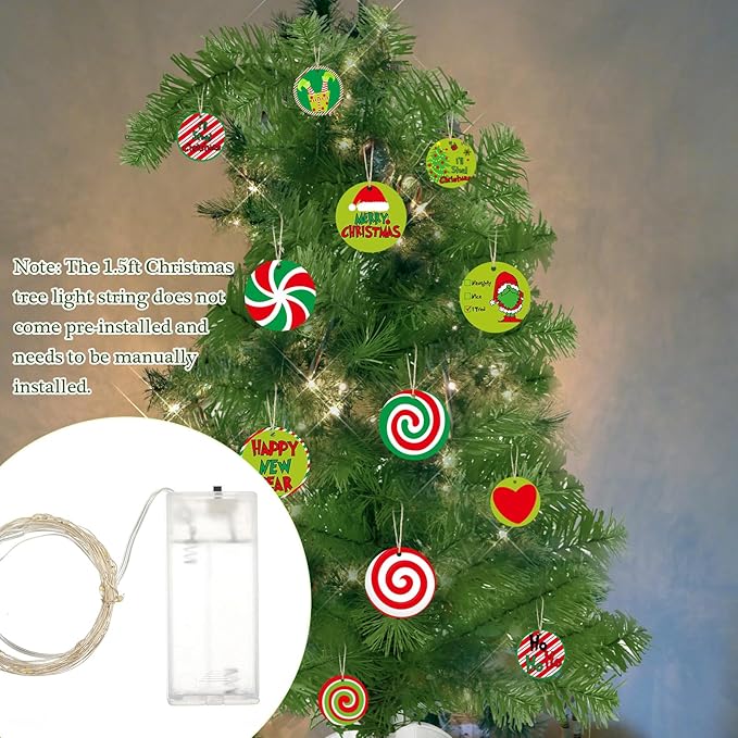 Syhood 1.5ft Bendable Christmas Tree Whimsical Christmas Bent Top Artificial Xmas Tree with LED Lights Ornament Bag, Green