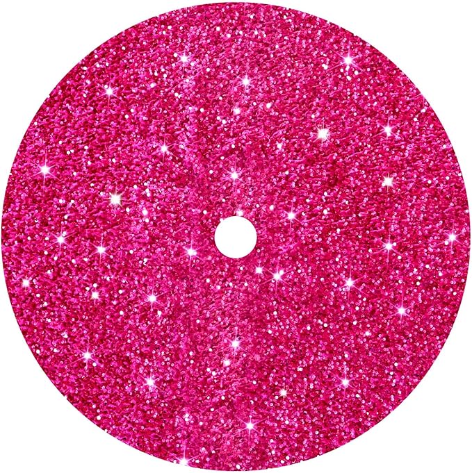 FUHSY Hot Pink Tree Skirt Sequin Christmas Tree Skirt 36 Inches Fuchsia Tree Skirts Velvet Xmas Tree Floor Mat for Christmas Decorations Indoor Xmas Tree Skirt Collar for Christmas Holiday Party