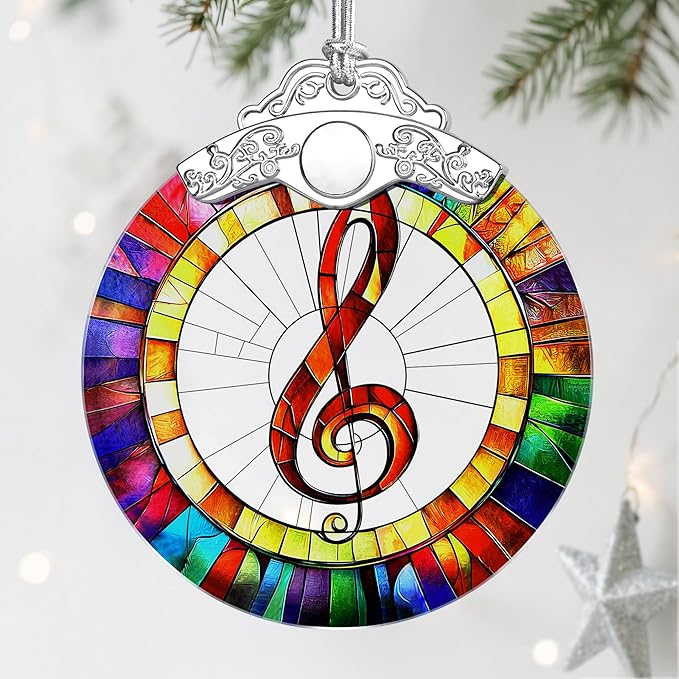 Musical Ornament, Stained Glass Christmas Decorations, Christmas Ornaments for Tree, Holiday Ornament, Gifts for Musical Lovers, Holiday Party Gifts, Gift Ideas & Xmas Gift