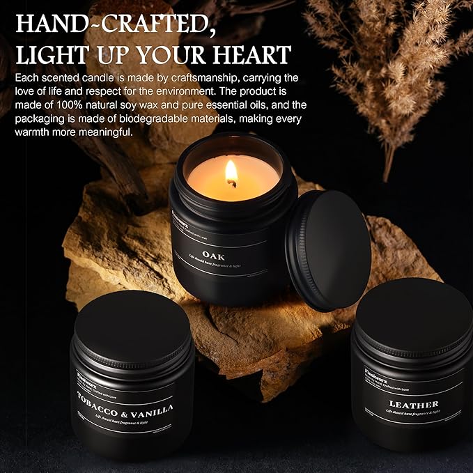 9 Pack Scented Candles Set Gifts for Men, Aromatherapy Candle Set with Scents （Sandalwood Rose/Lemon Citrus & Verbena/Bergamot）- Gift for Dad, Boyfriend, Birthday, Father’s Day, Christmas Gifts