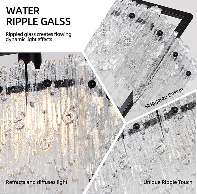 MantoLite Dining Room Light Fixture Modern Rectangle Golde Crystal 4-Light Chandeliers for Dining Room 25" Linear Farmhouse Lighting Fixture for Kitchen Island Light Living Room