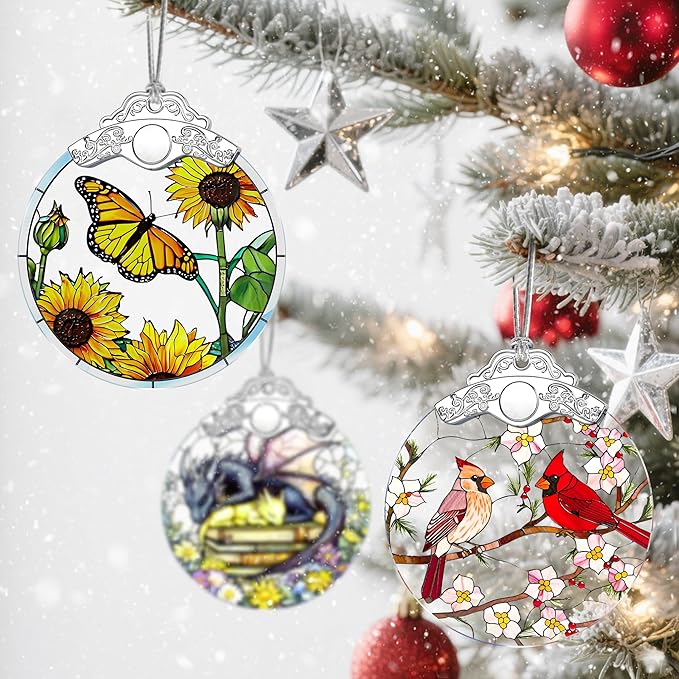 Stained Glass Ornament, Christmas Ornament, Hanging Ornaments for Home Decor & Christmas Tree Ornaments – Exquisite Holiday Decor, Xmas Gifts & Holiday Present - Monarch Butterfly