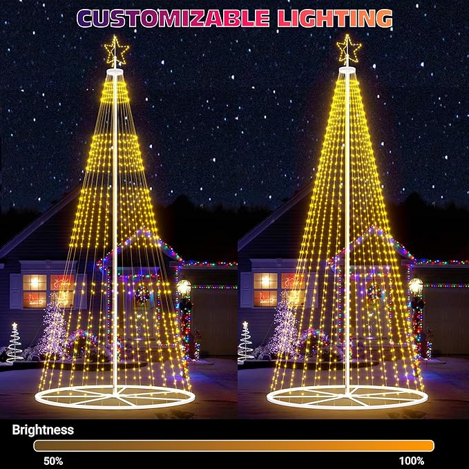 Led Outdoor Christmas Tree, 20 FT Prelit Smart Outside Christmas Tree Light Show App Control with 1512 LED Lights Color Changing Sync APP & Remote Control Lighting