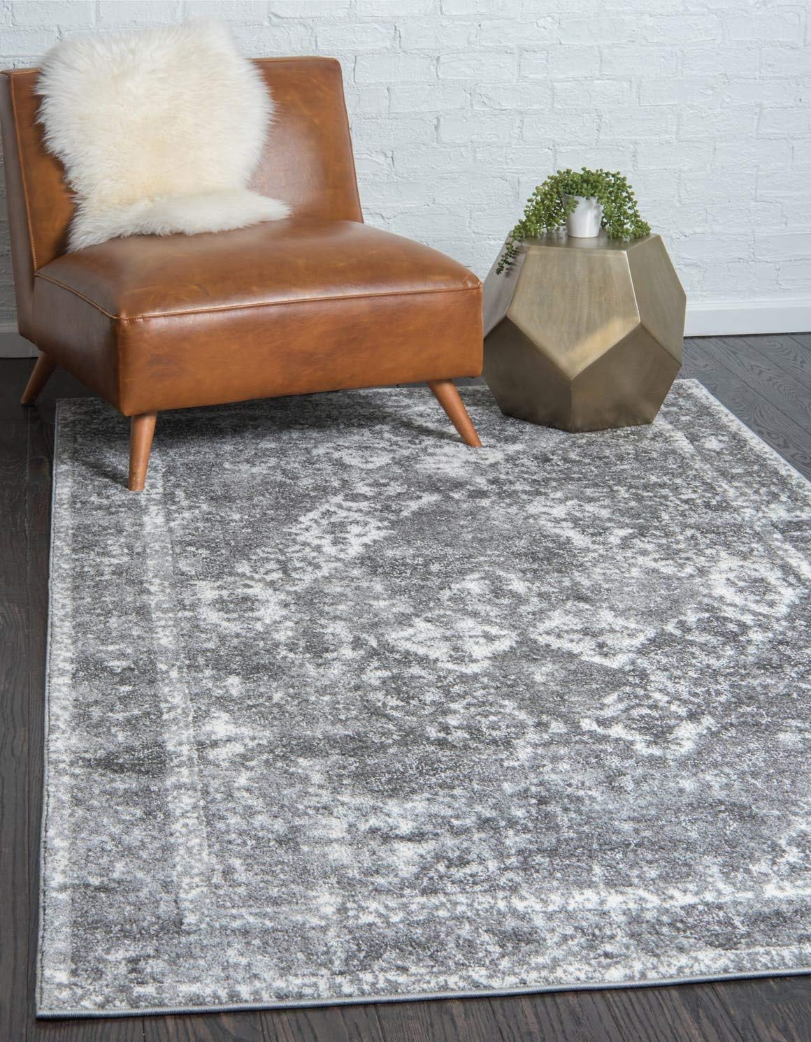 Unique Loom Rosso Collection Vintage, Traditional, Bohemian, Geometric, Distressed, Southwestern Area Rug, 2' 0" x 3' 0", Gray/Ivory