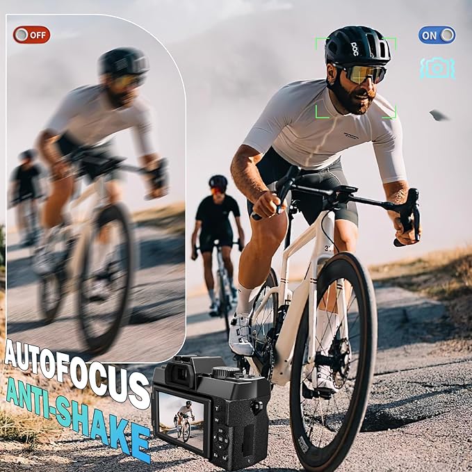 True 5K 64MP Digital Cameras for Photography with Wide Angle & Macro Lens, Wi-Fi, 16X Zoom Autofocus, 64GB Card & 2 Batteries, Leather Case, Vlogging Camera for YouTube Travel (Black)