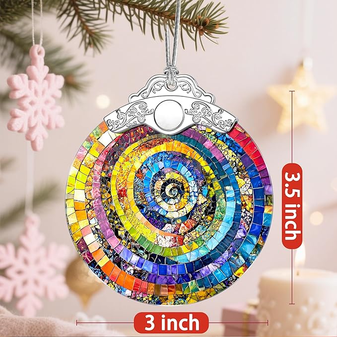 Christmas Ornaments: Stained Glass Ornament, Christmas Tree Ornament, Hanging Ornaments for Home Decor & Xmas Tree Decorations – Exquisite Holiday Decor, Gifts & Holiday Presents - Rainbow Spiral