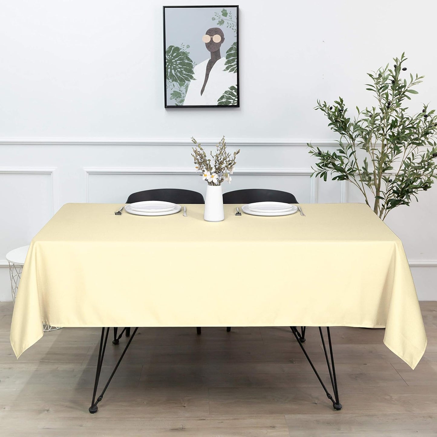 sancua Rectangle Tablecloth - 70 x 108 Inch - Stain and Wrinkle Resistant Washable Polyester Table Cloth, Decorative Fabric Table Cover for Dining Tables, Buffet Parties and Camping, Beige