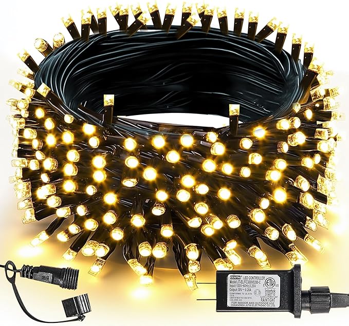 TW SHINE Christmas Lights, 200 LED 66FT Outdoor Christmas Lights Plug in with 8 Modes, Waterproof Light Outdoor, Indoor Xmas Decorations for Party Yard House Decor, Warm White
