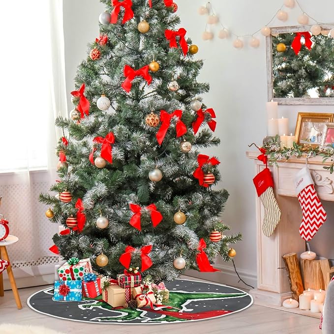 SUABO Christmas Dinosaur 48 Inch Christmas Tree Skirt, Soft Xmas Tree Mat for Party Decoration Holiday Decor Christmas Decorations Indoor Outdoor…
