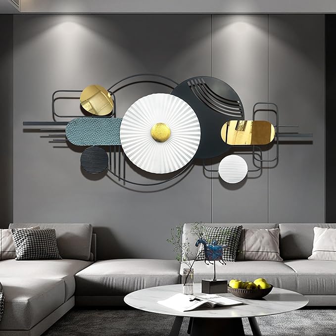 Ironelle Large Metal Wall Art Decor Modern Minimalist Wall Decor Black White Abstract Wall Art for Living Room Bedroom Office Dining Room Bathroom Kitchen Hallway Hanging Wall Sculptures