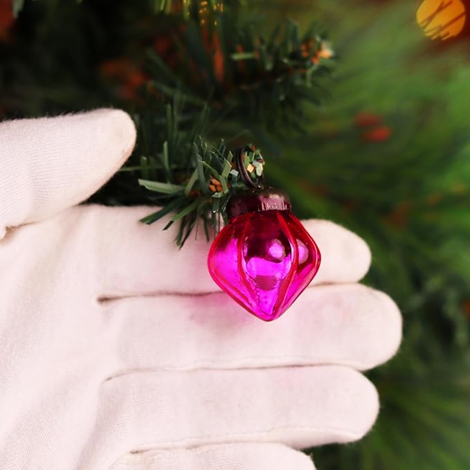 IndianShelf 50 Pieces Pink Glass Vintage Christmas Ornaments Mini Bulk Decorative Ornaments for Halloween, Christmas Tree, New Year, Valentine Day, Holidays, Event and Wedding (25 * 2 Boxes)